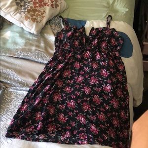 Black flower mini dress/ long shirt